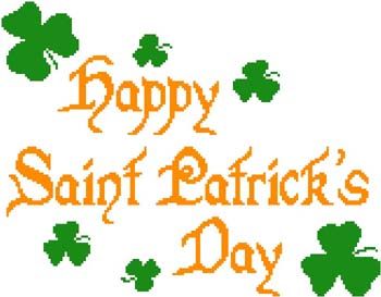 Happy St. Patricks Day   Irish X Stitch Pattern Chart  