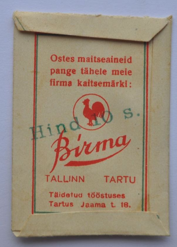 1930s Estonia Vintage Spices Wrapper CARDAMON BIRMA  