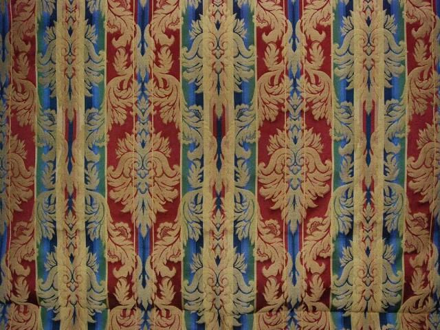 Red Jewel Tone Damask Stripe Drapery Upholstery Fabric  