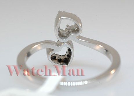 Womens Sterling Silver Diamond Heart Ring R 3207BK  