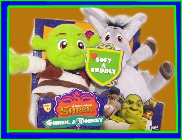 SHREK 3 THIRD PLUSH SHREK & DONKEY PAIRS FIGURES NEW  