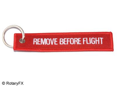 beautifully embroidered double sided Remove Before Flight fabric key 