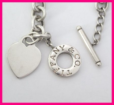 Tiffany & Co Sterling Silver Heart Tag Charm Toggle Necklace  