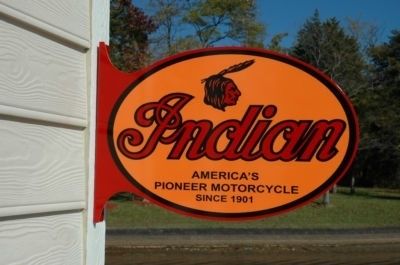 OLD STYLE INDIAN MOTORCYCLE THICK STEEL 2 SIDED VINTAGE STYLE SIGN 