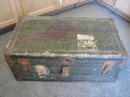 WW2 Foot Locker STORAGE TRUNK US Air Force CHAUMONT FRC  