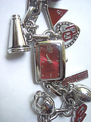 Oklahoma Sooners Fossil Charm Bracelet Watch Li2455 691464084219 