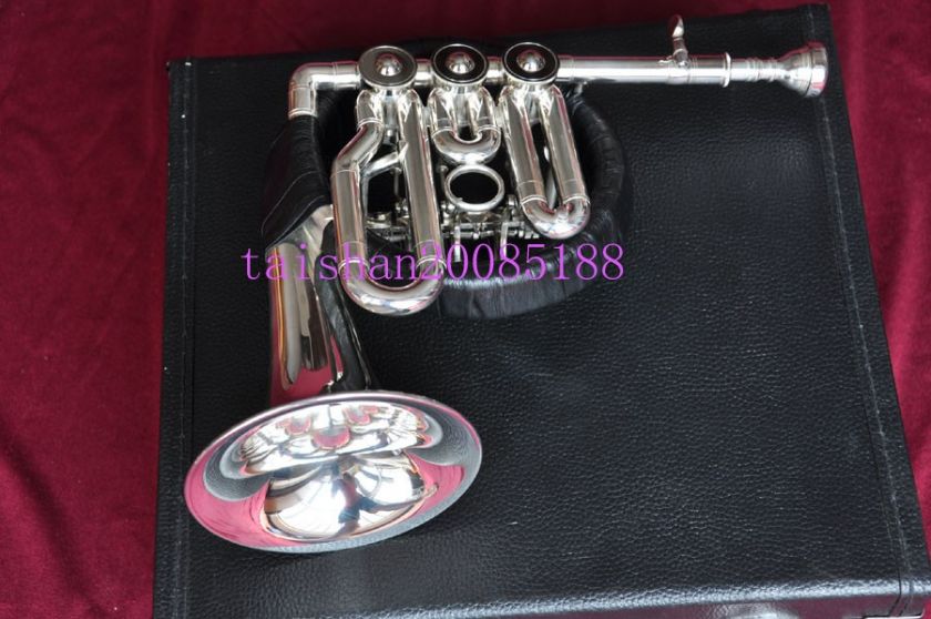   silver nickel Bb tone Post Horn ( piccolo french) with case  