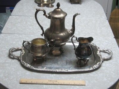 VINTAGE SHERIDAN TAUNTON SILVERSMITH TEA SET w/Tray  