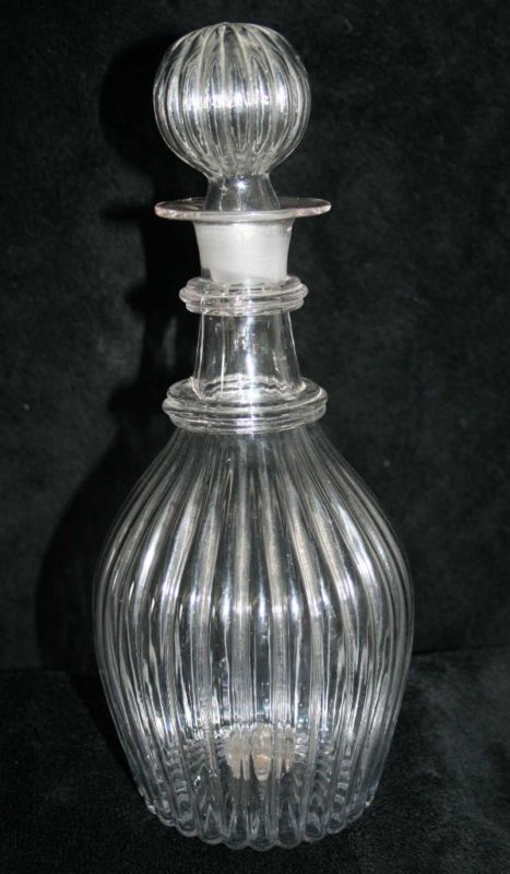 Antique Sandwich Glass Decanter Blown Open Pontil Ribbed Rare Museum 