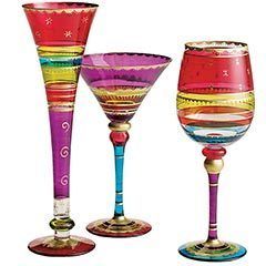   STRIPED STEMWARE, NEW, CHAMPAGNE FLUTE, MARTINI, WINE GLASSES  