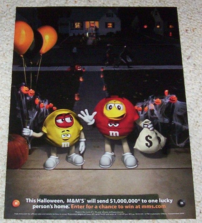 2009 cute M&Ms candy Halloween Trick or Treat PRINT AD  