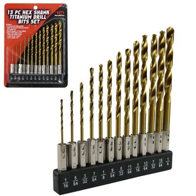 13PC 1/4 Hex Shank Titanium Coated Drill Bit Set Metal Durable High 