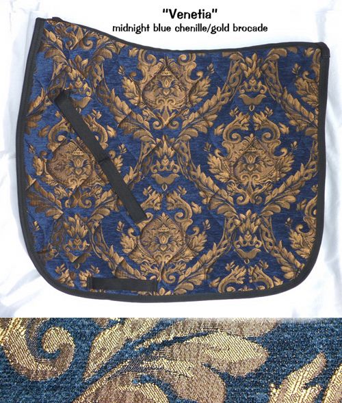 OS PRETTY BLUE GOLD BAROQUE DRESSAGE SADDLE PAD XL   WARMBLOOD  