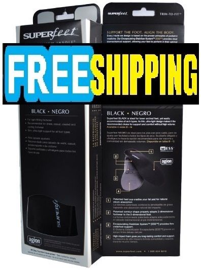 Superfeet BLACK Insoles Orthotics Arch Support Inserts  