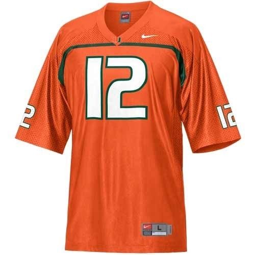 University of Miami Hurricanes Home #12 Football Jersey  