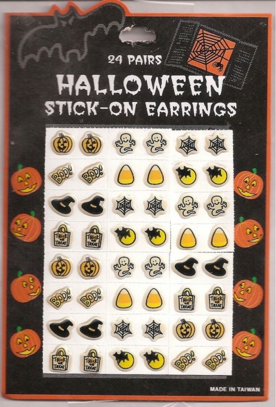 20 Pairs Of Halloween Stick on Earrings  