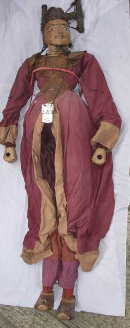   RARE FULL SIZE BURMESE MUSLIM MAGICIAN TEAK WOOD 60 PUPPET.  