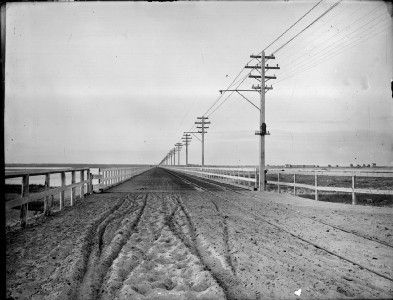 VINTAGE 6x8 GLASS NEGATIVE HAMPTON BRIDGE HAMPTON BEACH, NEW 