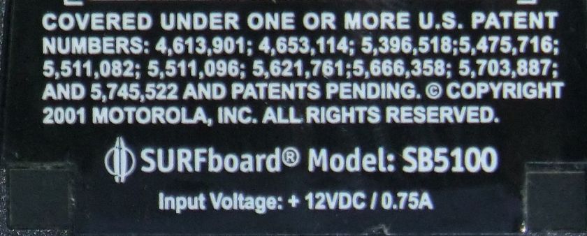 Motorola Surfboard SB5100 Cable Modem Next Generation Router   Works 