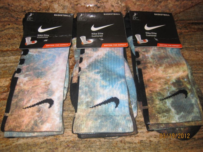 2012 Nike Elite Basketball Socks SZ L Large 8 12 Foamposite Galaxy All 