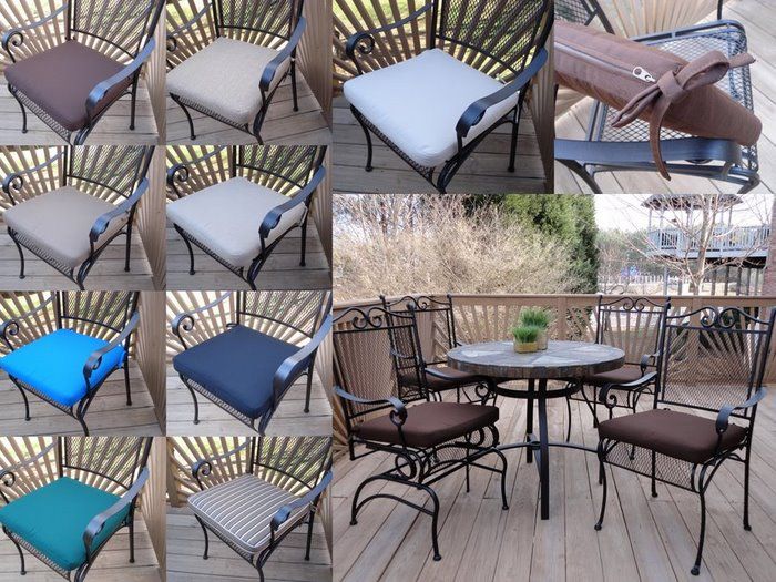 Set of 4 OUTDOOR DINING CHAIR SEAT CUSHION SUNBRELLA  