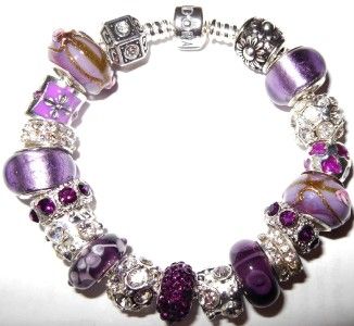 AUTHENTIC PANDORA BRACELET SET GIFT BAG & BOX MAGIC PURPLE SIZE 7.9 