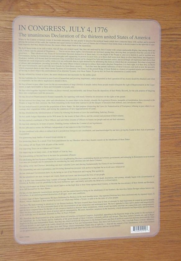 Learning Placemats   Declaration of Independence *NEW*  