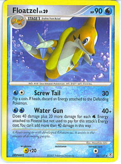 FLOATZEL LV. 29 26/130 x2 D&P RARE POKEMON CARD PL USED  