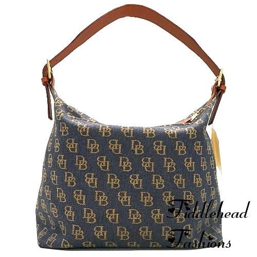 Dooney Bourke Sac Tote SIGNATURE DENIM Hobo Bag Exclusive Blue w/Brown 