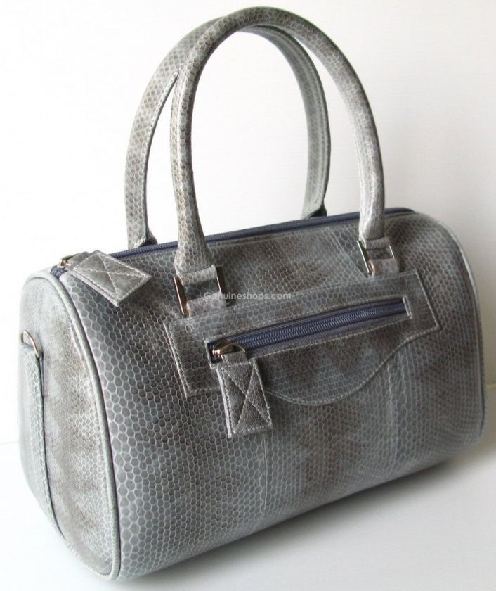 100% GENUINE SNAKE SKIN LEATHER HANDBAG BAG PURSE GRAY NEW  