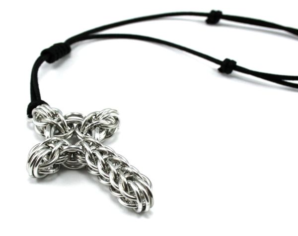   Cross Necklace Pendant or Car Rear View Mirror Charm Chainmail  