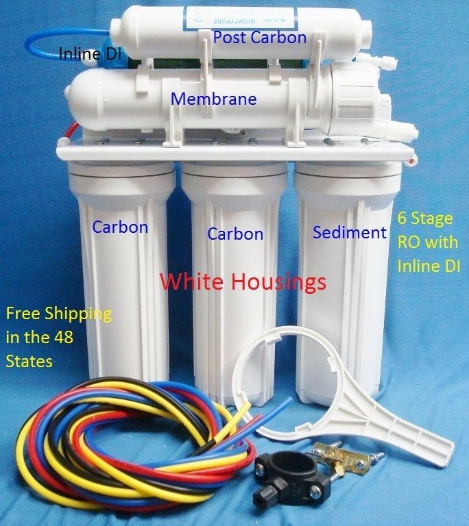   Osmosis System 6 Stage 80 gpd Membrane RO+DI NO Tank Water Filter