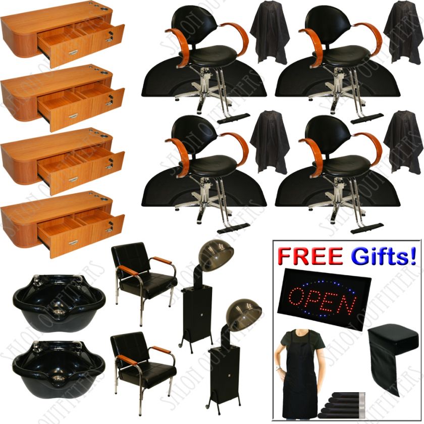 HYDRAULIC BARBER CHAIR STATION MAT HAIR DRYER SHAMPOO BOWL SINK SALON 