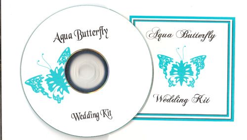 Delux Aqua Butterfly Wedding Invitation Kit on CD  