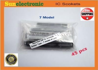 Assorted DIP IC Sockets Solder Type   7 model 45 pcs  