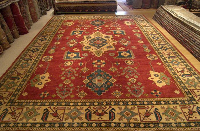   Large Vegetable Dye Hand Spun Wool Afghan Kazak Serapi Rug 2315  