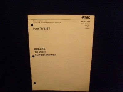 BOLENS MODEL 726 SNOWTHROWER PARTS LIST  