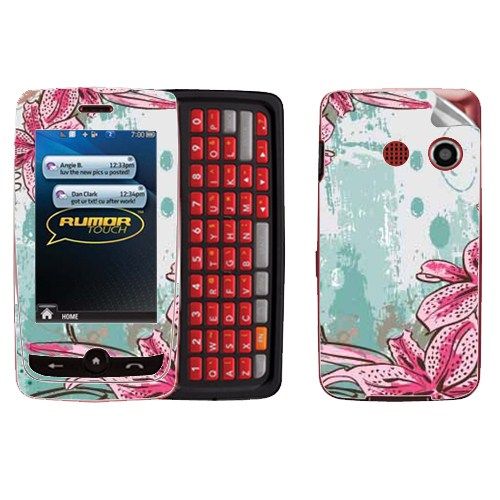 New For Sprint LG LN510 Rumor Touch Hot Pink/ Pink Flower Sticker Skin 