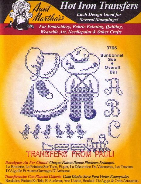 Sunbonnet Sue & Overall Bill Cross stitch Embroidery Transfers