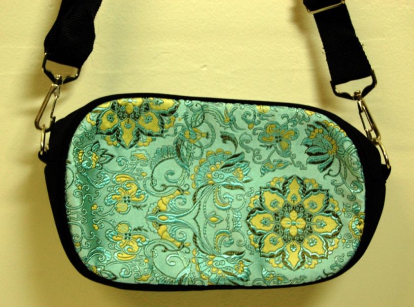 SILK BROCADE & COTTON PURSE Blue Paisley Tote Hand Bag  