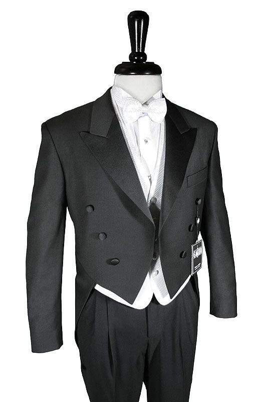 New Cardi Black 6 Button Peak Lapel Tail Tuxedo  