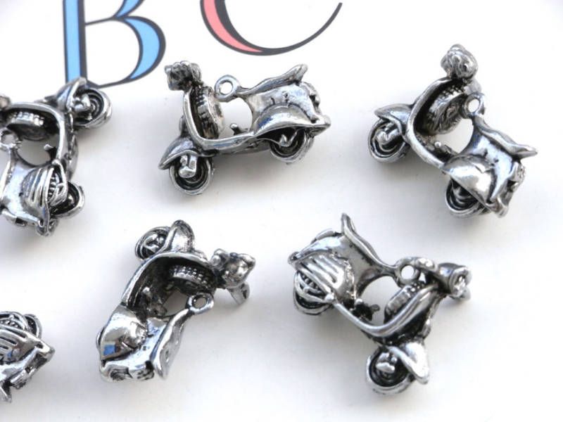 Lot of 12 SCOOTER VESPA Silver Rhodium Pendants Charms  