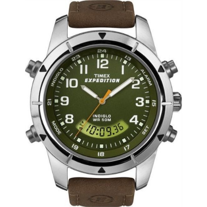 Timex T49829 Indiglo Mens Expedition Watch With Brown Band