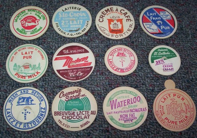 Up for auction is a great assortment of milk and cream bottle caps 