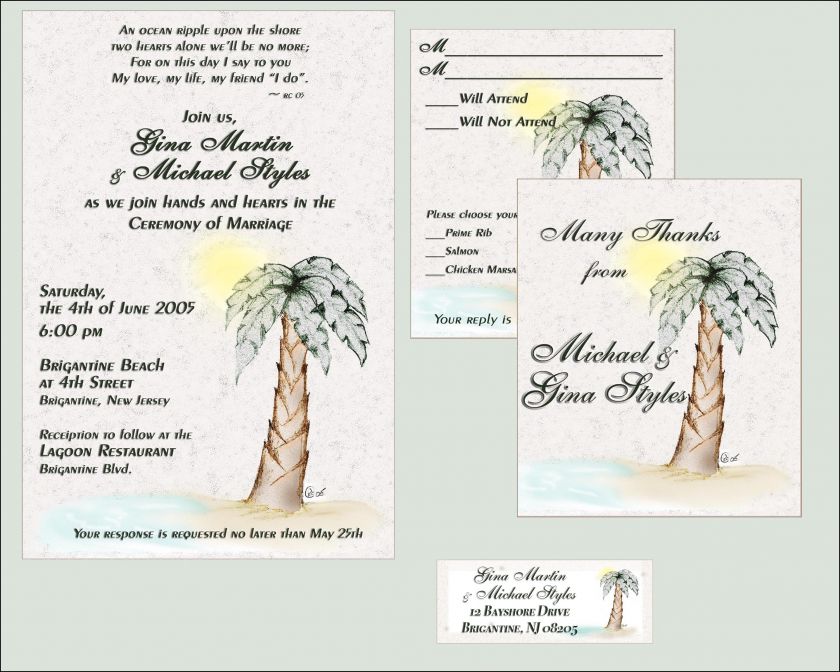 Wedding Bridal Baby Shower Invitations RSVP Thank You  